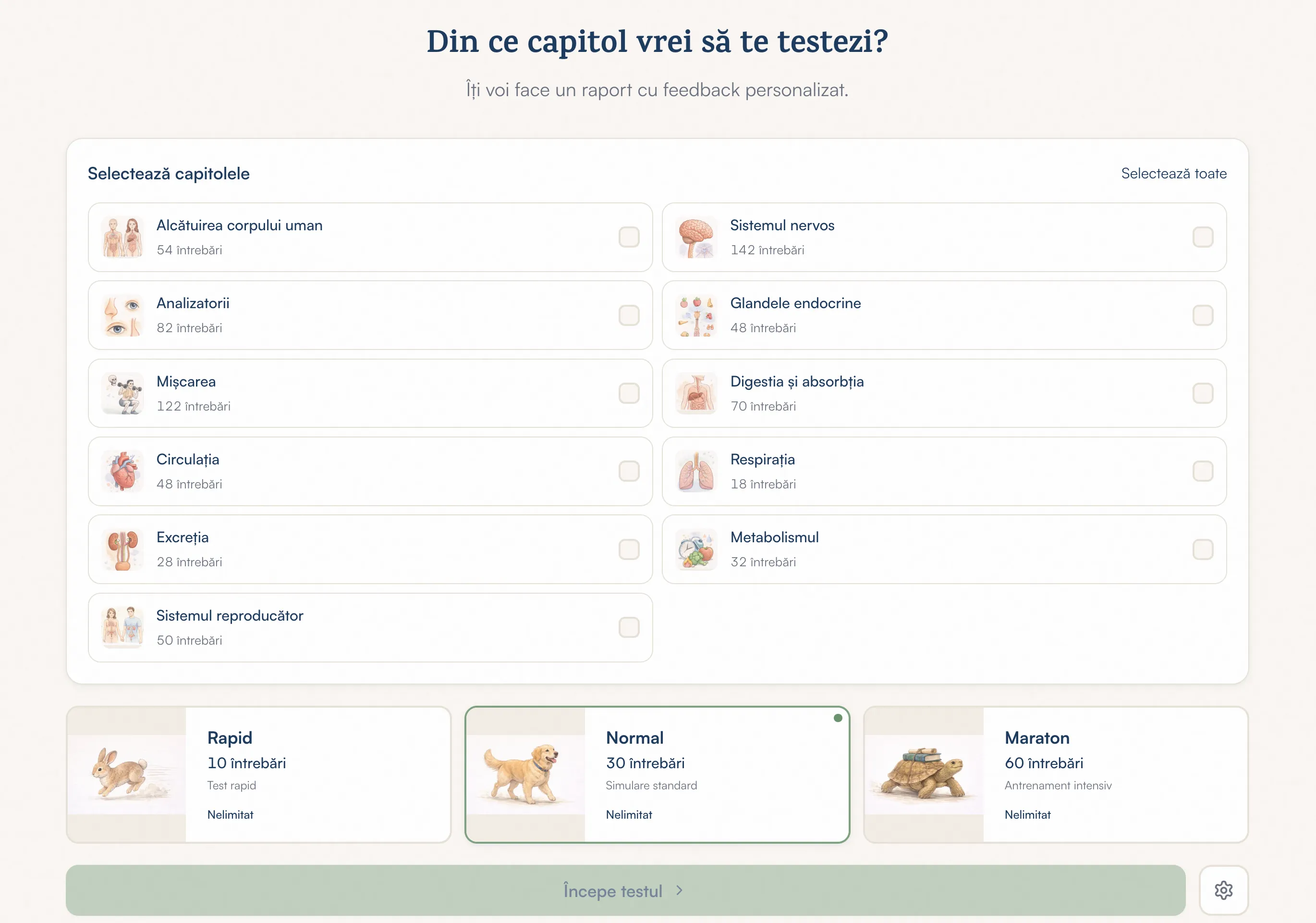 Captură de ecran Grile Admitere — Testează-ți cunoștințele exact ca la examen.
